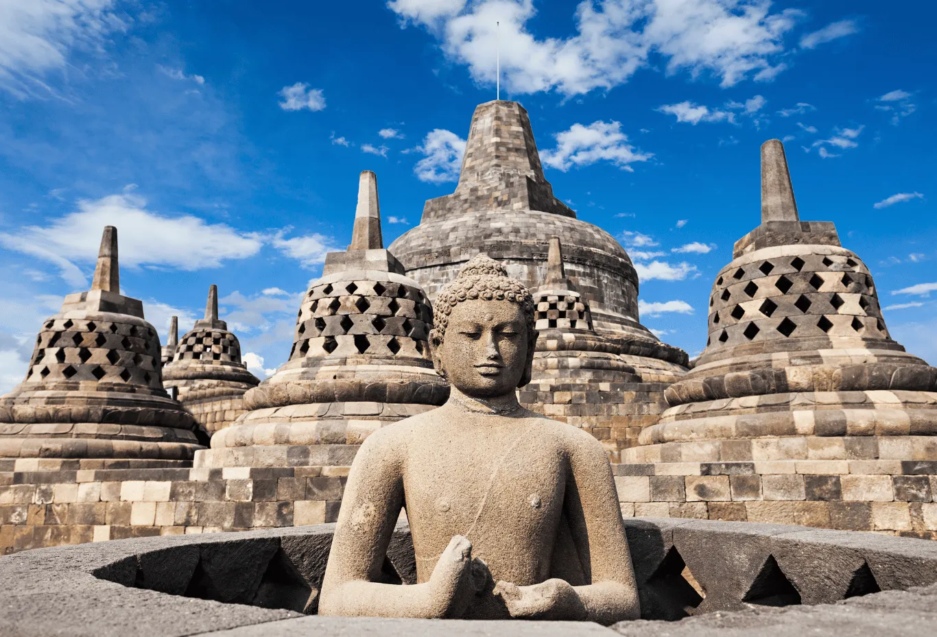 Sunrise at Setumbu Hill and Borobudur Temple